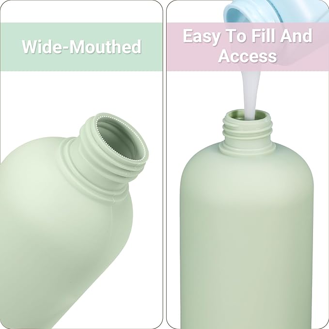 ASEVAT 10oz 4Pcs Green Plastic Refillable Travel Shampoo and Conditioner - Image 7