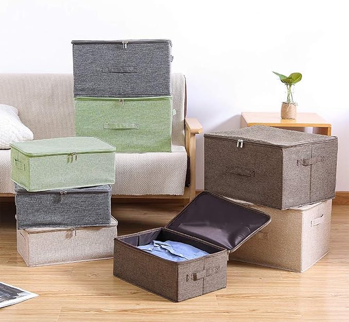ANMINY Storage Bins with Zipper Lids 13 Qt Lidded Fabric Storage Boxes Baskets - Image 7