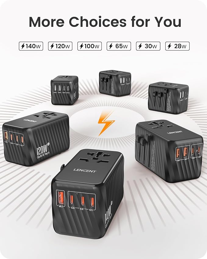 LENCENT Universal Travel Adapter, 65W GaN International Fast Charger - Image 6