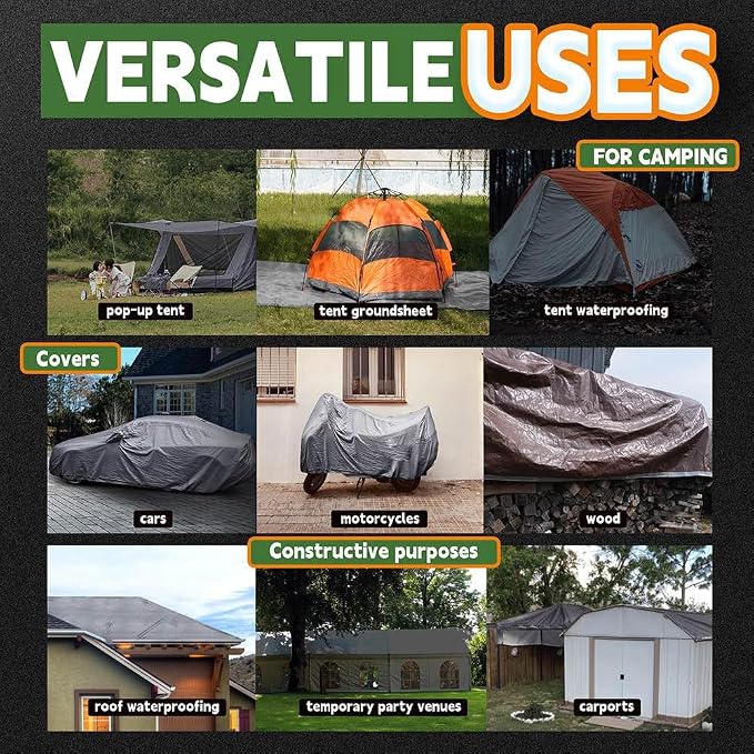 RAINDEWAY Small Tarps Heavy Duty Waterproof 6x10 Feet, 10Mil Multipurpose Poly - Image 7