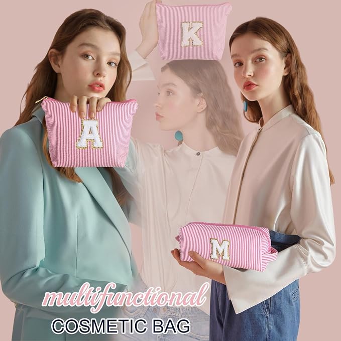 YOOLIFE Makeup Bag for Women, Personalized Initial Cute Makeup Pouch for - Image 2