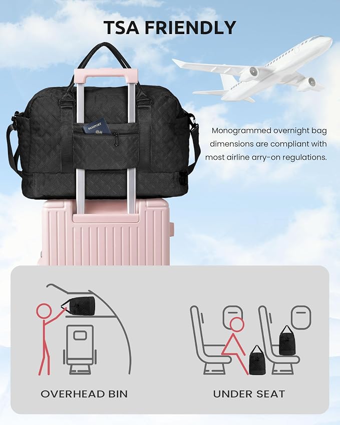 Gifts for Her-Duffle Bag with Shoe Compartment, Personalized Weekender Bag - Image 4