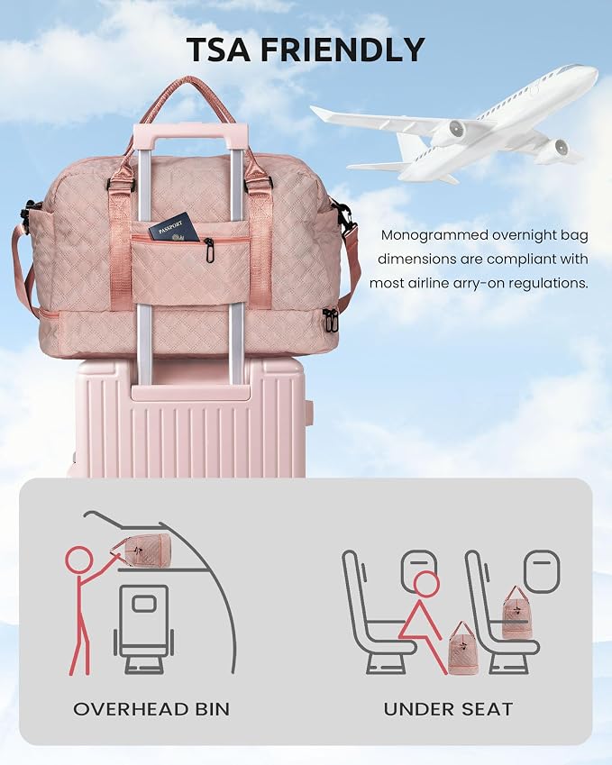 Girls Duffle Bag, Initial Bag, Personalized Weekender Bag - Image 4