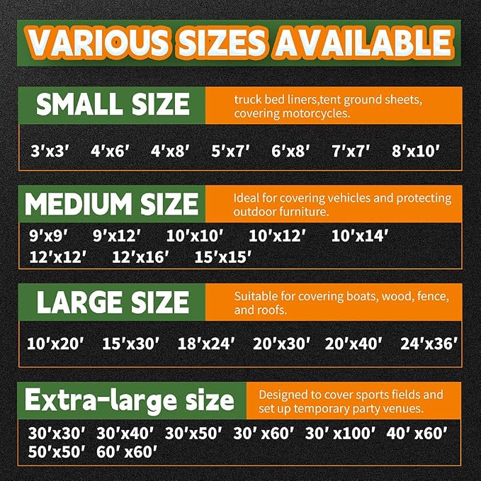 Tarps Heavy Duty Waterproof 24x36 Feet, 10Mil Multipurpose Large Tarp Cover - Image 9