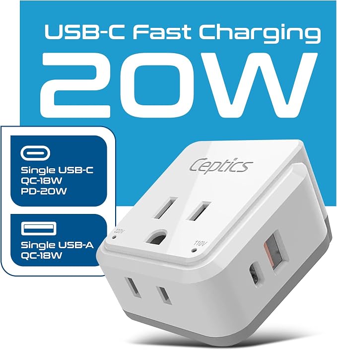 Ceptics South Africa Power Adapter Travel Set - 20W PD & QC - Image 2