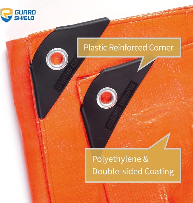 GUARD SHIELD Orange Tarp 12x12 Feet Tarps High Visibility Outdoor Poly Cover - Image 2
