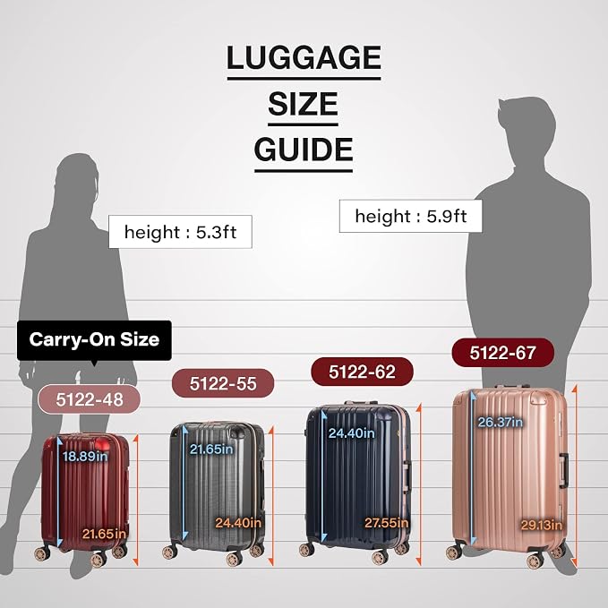 LEGEND WALKER Hardside Expandable Zipper Luggage, Rose Gold, 5122-48-RGD - Image 6