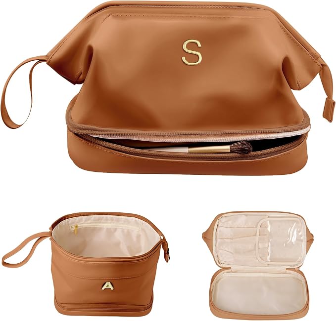 Gifts for Travelers, Personalized Makeup Bag, Monogrammed Gifts, Initial Double by Vogewood