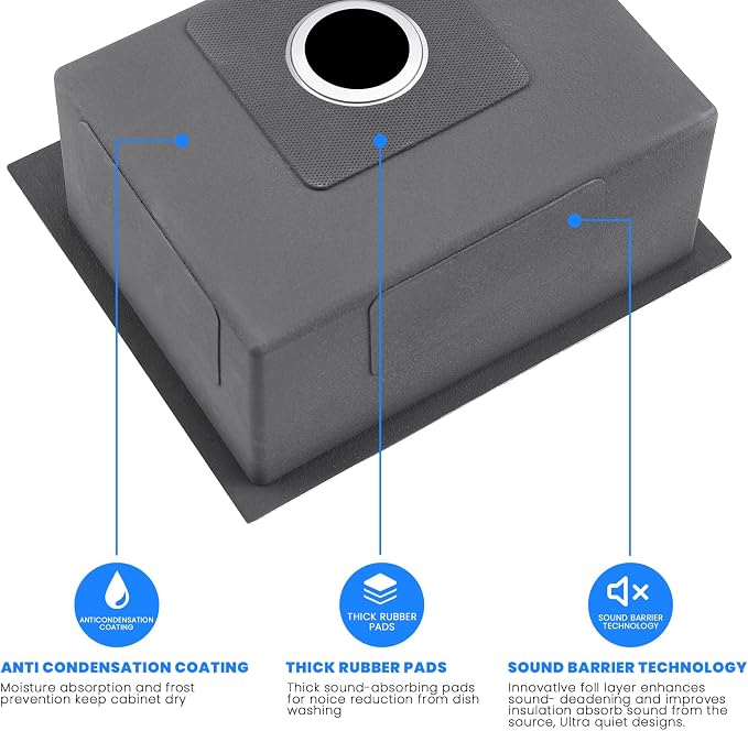 POPFLY 20×17 Inch Undermount Kitchen Sink, Small Wet Bar Prep Sink, 18 Gauge - Image 4