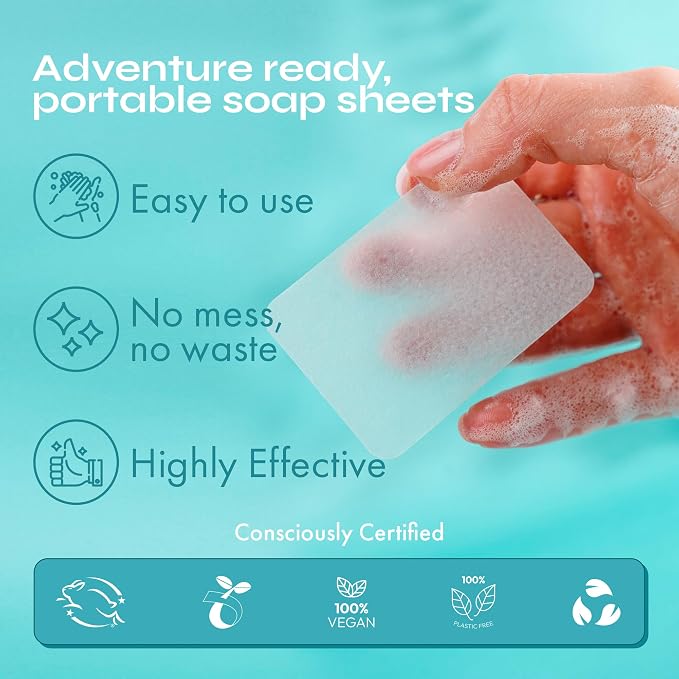 FOMIN - Paper Soap Sheets for Hand Washing - Orange Portable Travel Soap Sheets - Image 4