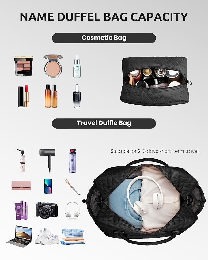 Gifts for Her-Duffle Bag with Shoe Compartment, Personalized Weekender Bag - Image 3