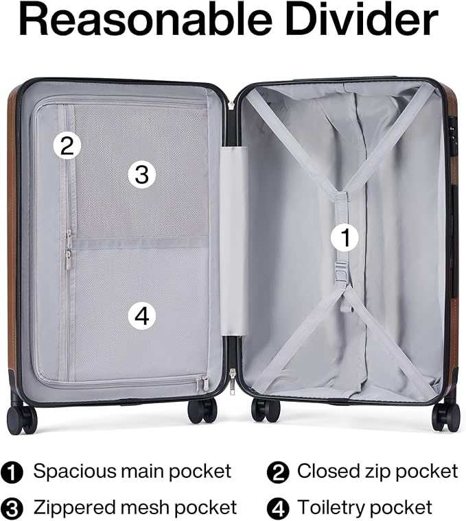 Hanke 20 Inch Carry On Luggage 22x14x9 Airline Approved Lightweight PC Hard - Image 5