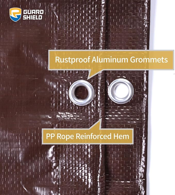 GUARD SHIELD Brown Tarp 12x20 Feet Waterproof Tarps Lightweight Camping Tarp - Image 3