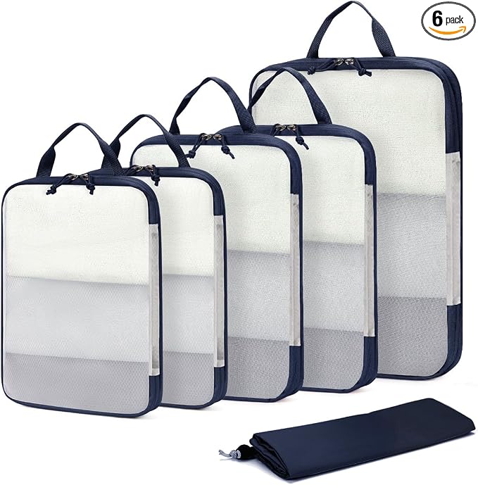 ECOHUB 6 Set Compression Packing Cubes, Lightweight Cruise Ship Vacation Travel by ECOHUB