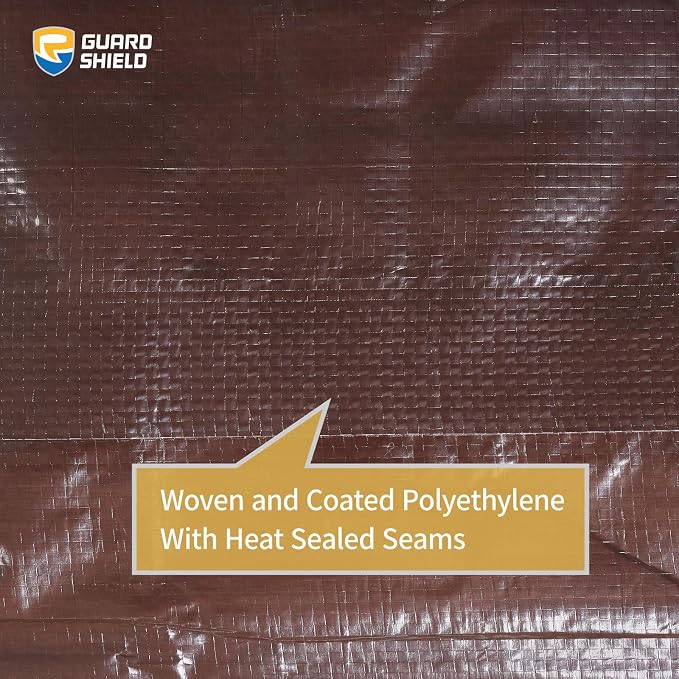 GUARD SHIELD Brown Tarp 20x20 Feet Waterproof Tarps Lightweight Camping Tarp - Image 5