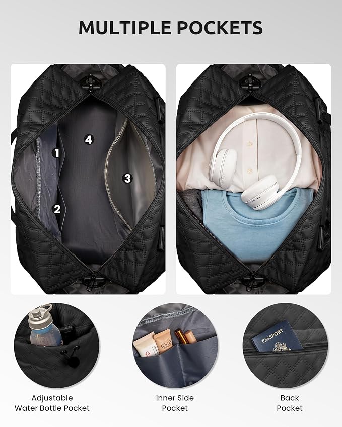 Initial Duffle Bag with Shoe Compartment, Personalized Weekender Bag with - Image 5