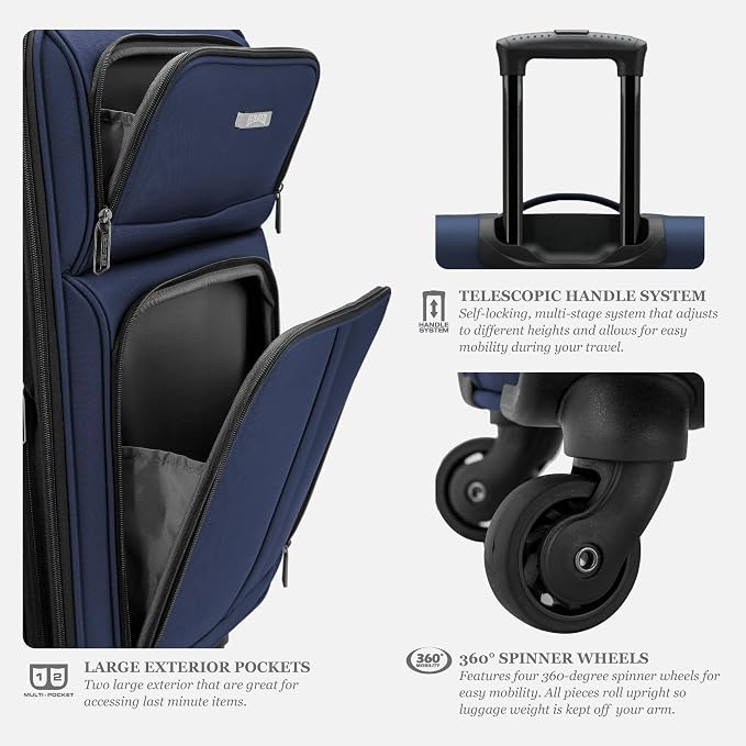 U.S. Traveler Anzio Softside Expandable Spinner Luggage, Dark Grey, 3-Piece Set - Image 3