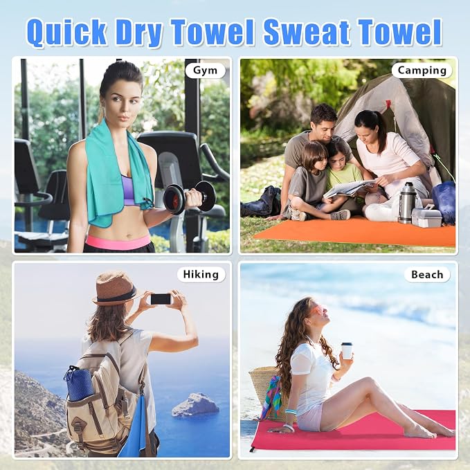 Sfee 2 Pack Microfiber Travel Towel, Quick Dry Towel Camping Beach Towel Super - Image 5
