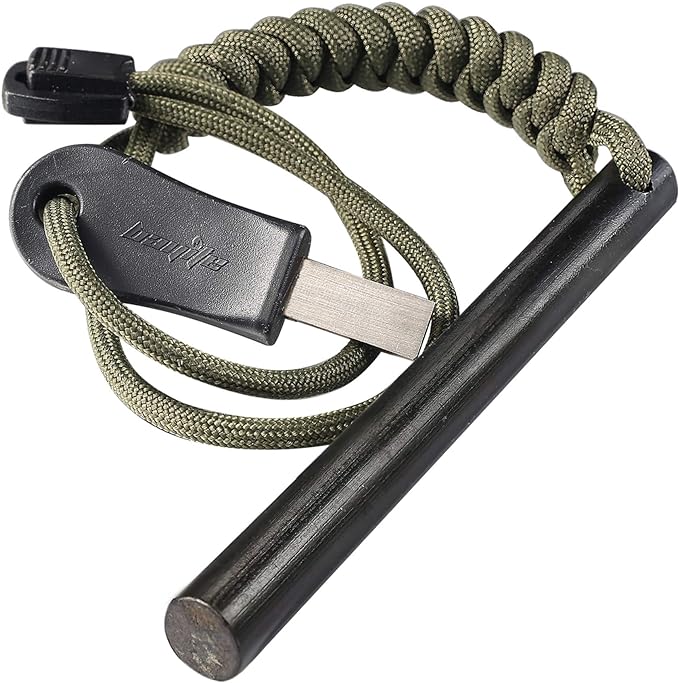 bayite 4 Inch Survival Ferrocerium Drilled Flint Fire Starter, Ferro Rod Kit by bayite