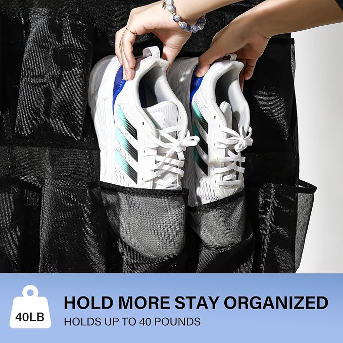 35Large Pockets Over The Door Shoe Organizer, Mesh Pockets Shoe Holder Rack - Image 4