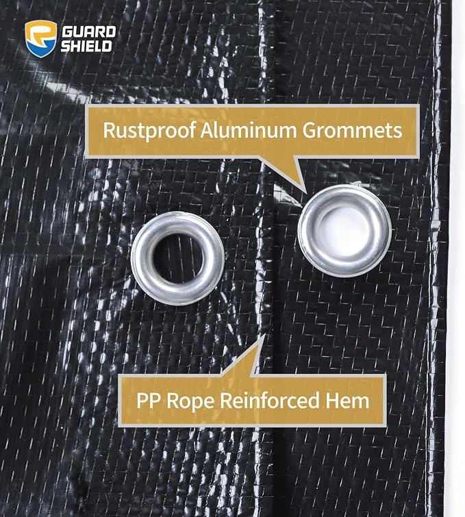 GUARD SHIELD Black Tarp 8x10 Feet Waterproof Tarps Lightweight Camping Tarp - Image 3