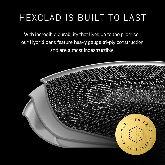 HexClad Hybrid Nonstick 10-Inch Frying Pan, Stay-Cool Handle, - Image 5