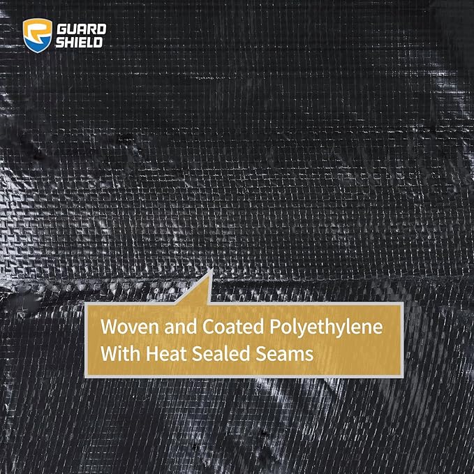 GUARD SHIELD Black Tarp 20x20 Feet Waterproof Tarps Lightweight Camping Tarp - Image 4